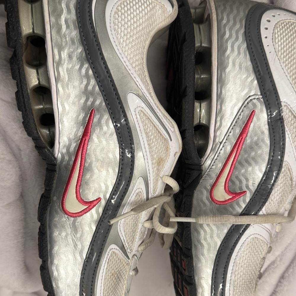 Nike Silver and Red Athletic Shoes